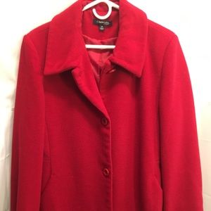 Ruby Red Wool Blend Winter Coat ~ Size 14
